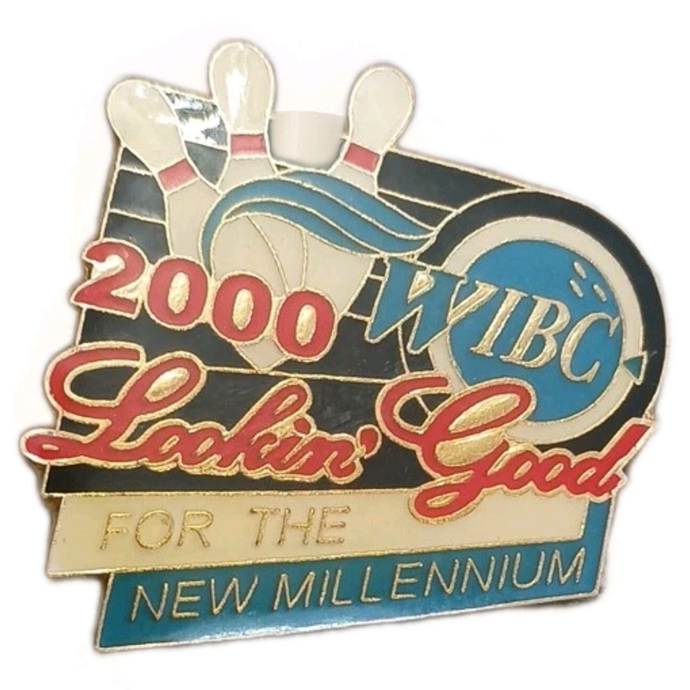 2000 WIBC Bowling Looking Good For The New Millennium Enamel Lapel Pin Pinback